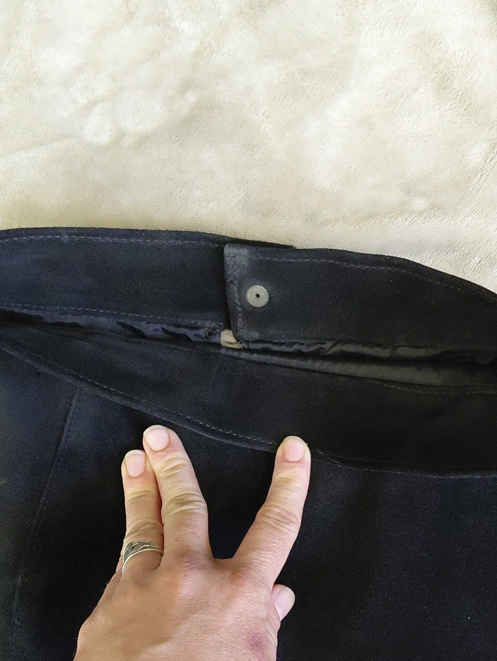 Vintage Genuine Suede Leather Pencil Skirt Black Size 9 High Waist